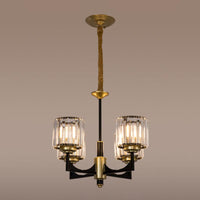 4/6/12 Lights Cylinder Up Chandelier Black Brass Prism Light - Rebooters