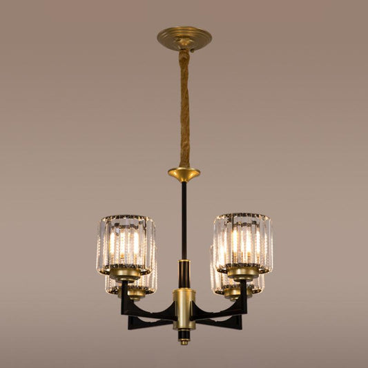 4/6/12 Lights Cylinder Up Chandelier Black Brass Prism Light - Rebooters