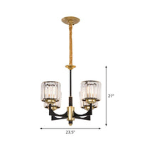 4/6/12 Lights Cylinder Up Chandelier Black Brass Prism Light - Rebooters