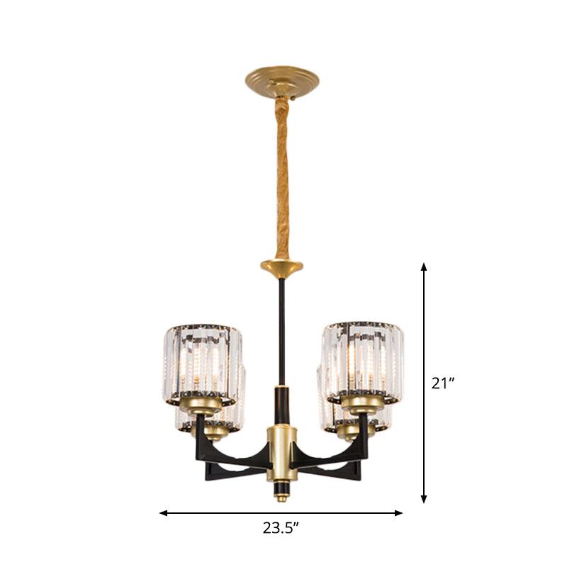 4/6/12 Lights Cylinder Up Chandelier Black Brass Prism Light - Rebooters