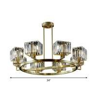4/8/10-Bulb Crystal Rectangle Pendant Lamp Chandelier - Rebooters