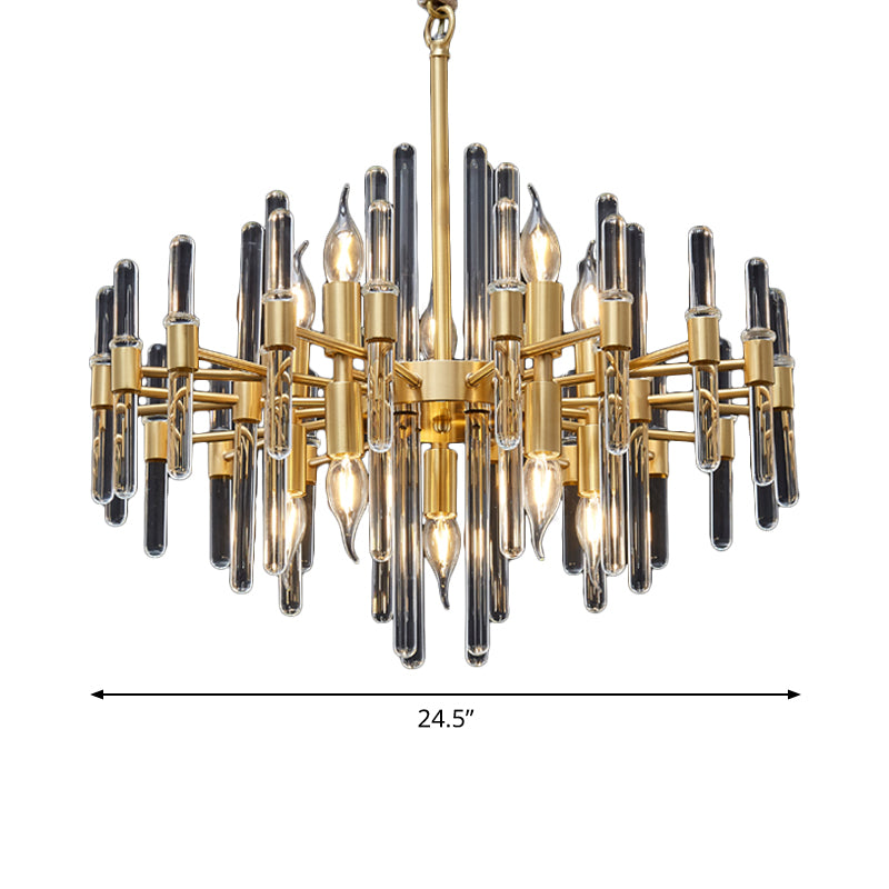 10 Heads Crystal Rod Drop Lamp Postmodern Brass Chandelier - Rebooters