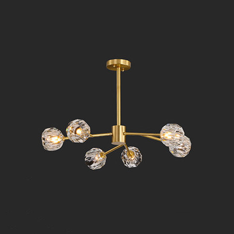 12/15/18-Light Crystal Ball Drop Lamp Postmodern Brass Chandelier - Rebooters