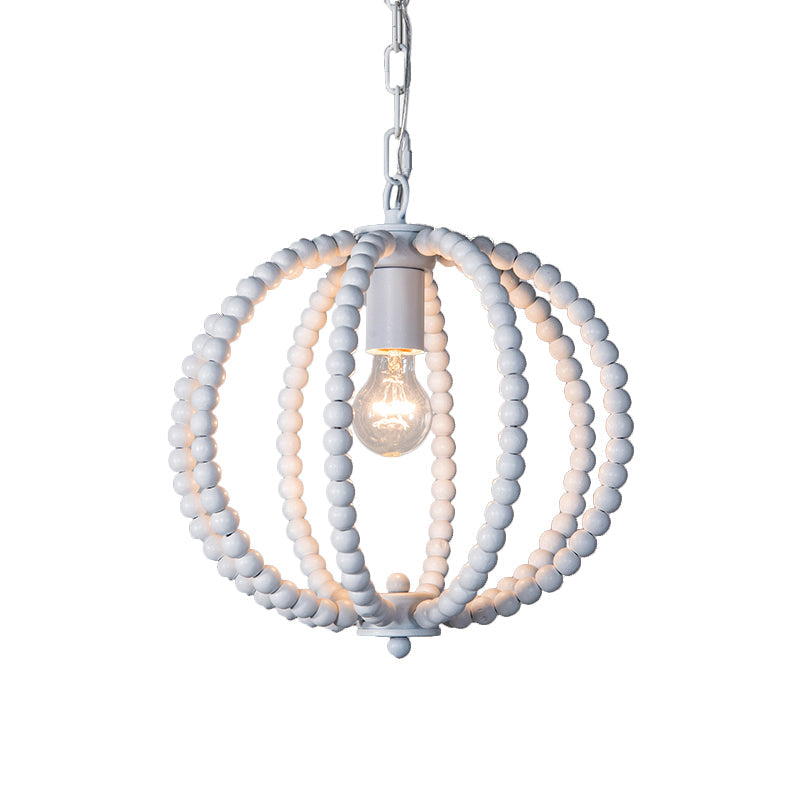 Wood Ceiling Chandelier Beaded Sphere Traditional Light - Rebooters