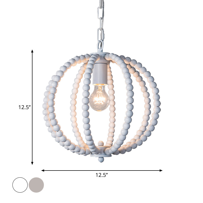 Wood Ceiling Chandelier Beaded Sphere Traditional Light - Rebooters