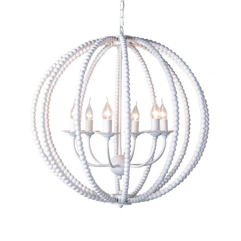 Wood Ceiling Chandelier Beaded Sphere Traditional Light - Rebooters