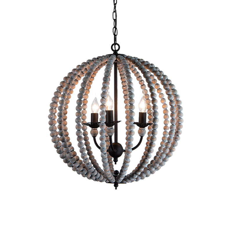 Wood Ceiling Chandelier Beaded Sphere Traditional Light - Rebooters