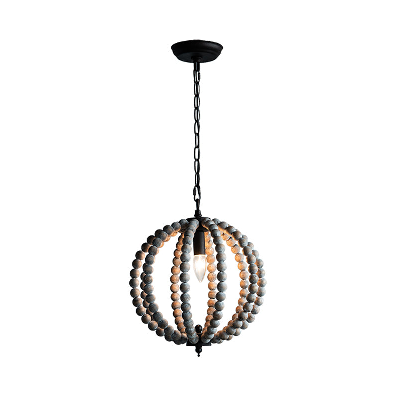 Wood Ceiling Chandelier Beaded Sphere Traditional Light - Rebooters