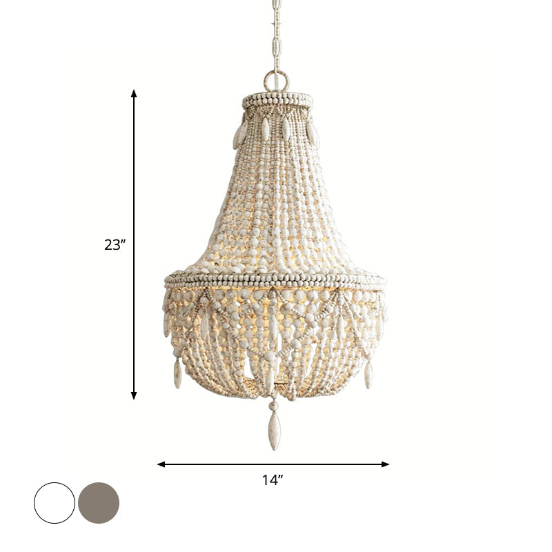 Wood Basket Shade Chandelier Light Country 3 Lights Lamp - Rebooters