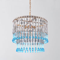 4 Bulbs Cascading Chandelier Light Fixture Rustic Wood Lamp - Rebooters