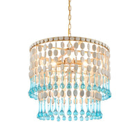 4 Bulbs Cascading Chandelier Light Fixture Rustic Wood Lamp - Rebooters