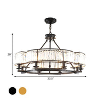 Beveled Crystal Circle Chandelier Lamp Classic Living Room LED Ceiling Light - Rebooters