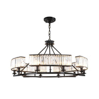 Beveled Crystal Circle Chandelier Lamp Classic Living Room LED Ceiling Light - Rebooters