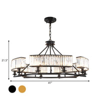 Beveled Crystal Circle Chandelier Lamp Classic Living Room LED Ceiling Light - Rebooters