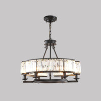 Beveled Crystal Circle Chandelier Lamp Classic Living Room LED Ceiling Light - Rebooters