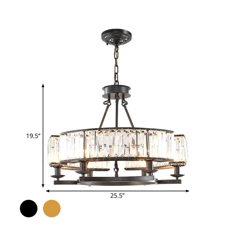 Beveled Crystal Circle Chandelier Lamp Classic Living Room LED Ceiling Light - Rebooters