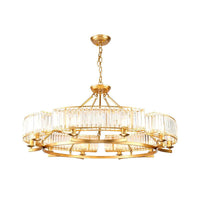 Beveled Crystal Circle Chandelier Lamp Classic Living Room LED Ceiling Light - Rebooters