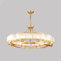 Beveled Crystal Circle Chandelier Lamp Classic Living Room LED Ceiling Light - Rebooters