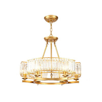 Beveled Crystal Circle Chandelier Lamp Classic Living Room LED Ceiling Light - Rebooters