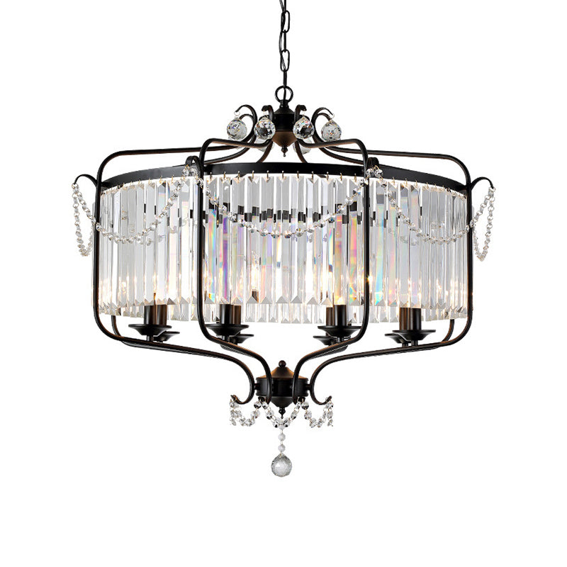 Faceted Crystal Chandelier Lamp Round Pendant Light Kit - Rebooters