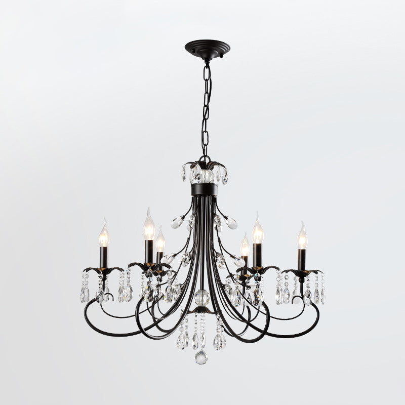 Black Curving Chandelier Lamp Crystal Pendant Lighting - Rebooters