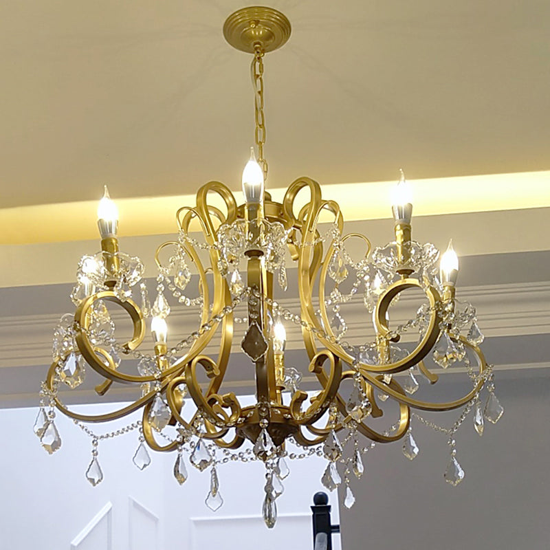 Traditional Swooping Arm Chandelier Pendant Light Kit Gold - Rebooters