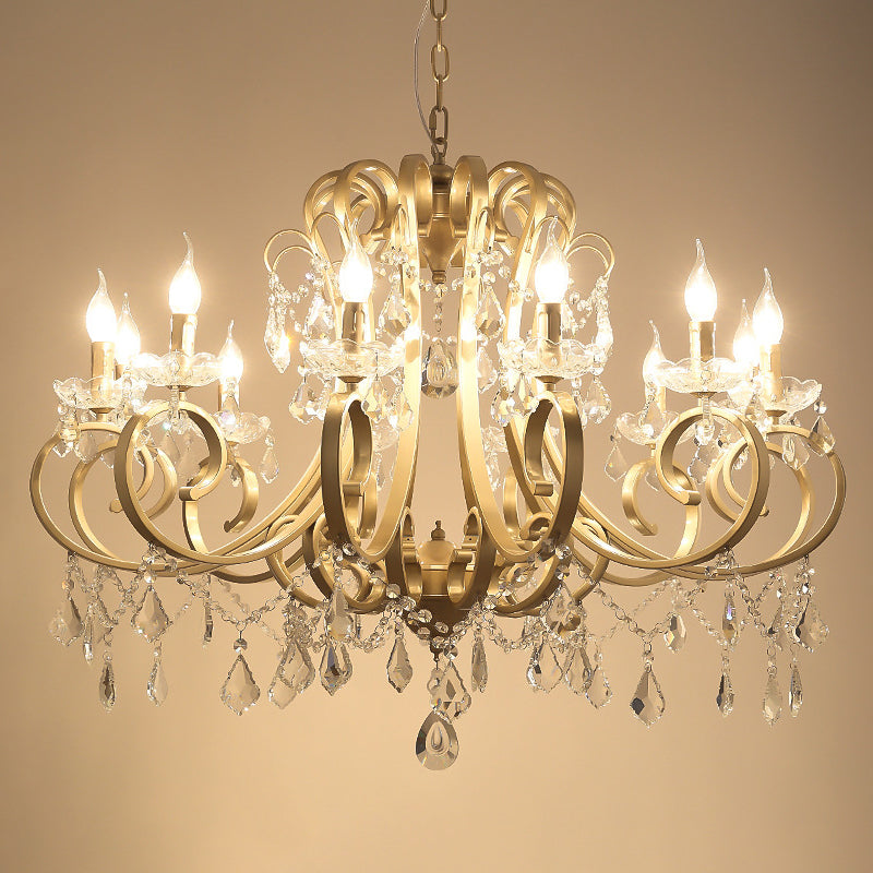 Traditional Swooping Arm Chandelier Pendant Light Kit Gold - Rebooters