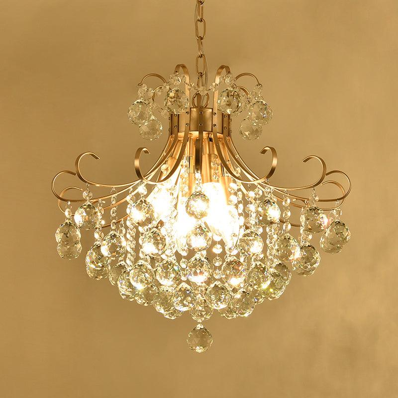 LED Crystal Ceiling Chandelier Traditional Gold Flared Shape - Rebooters