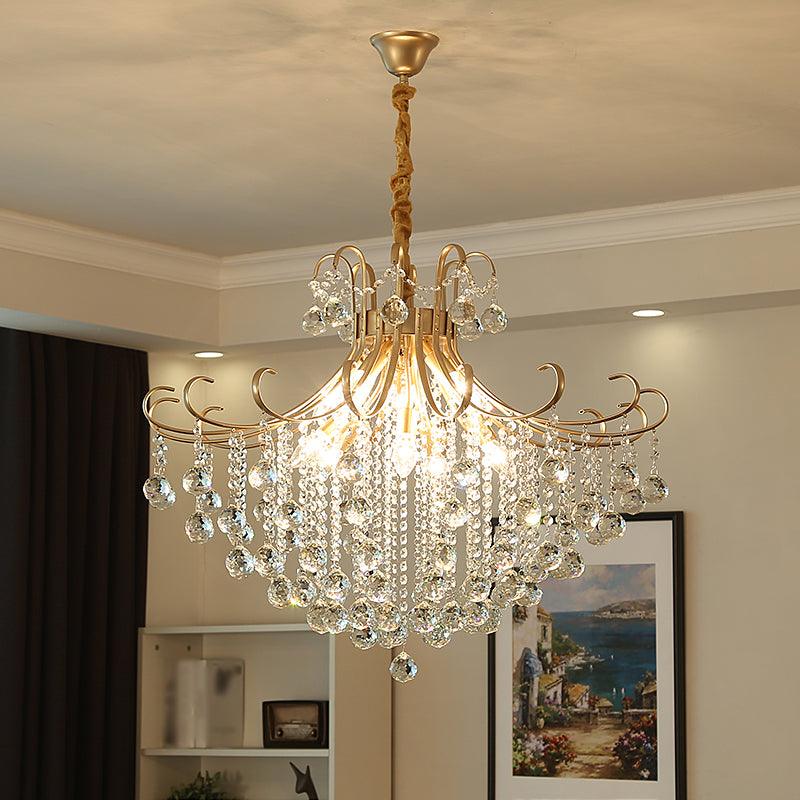 LED Crystal Ceiling Chandelier Traditional Gold Flared Shape - Rebooters