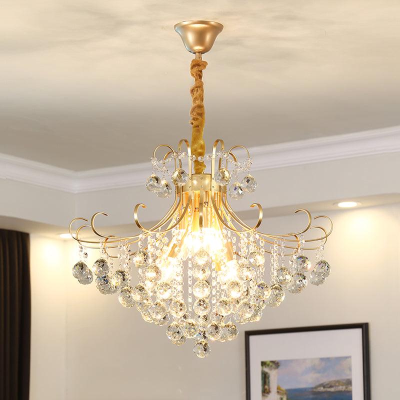 LED Crystal Ceiling Chandelier Traditional Gold Flared Shape - Rebooters