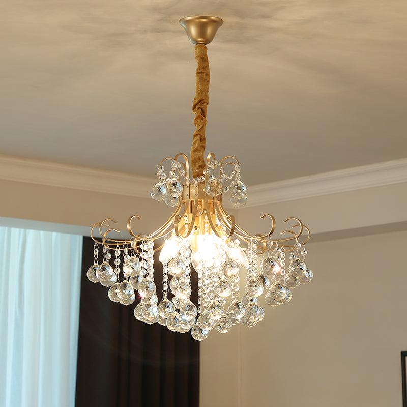 LED Crystal Ceiling Chandelier Traditional Gold Flared Shape - Rebooters
