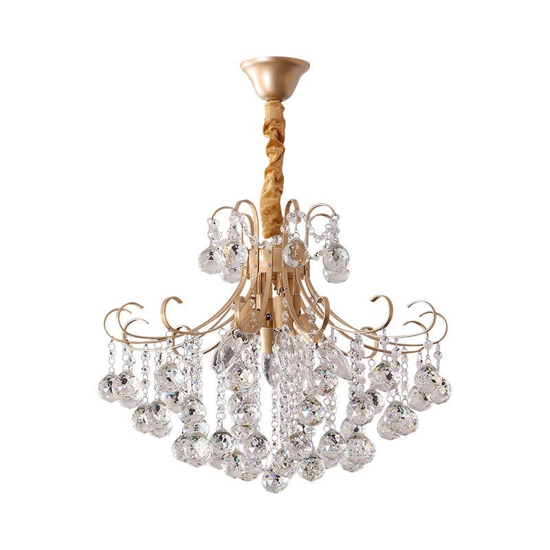 LED Crystal Ceiling Chandelier Traditional Gold Flared Shape - Rebooters