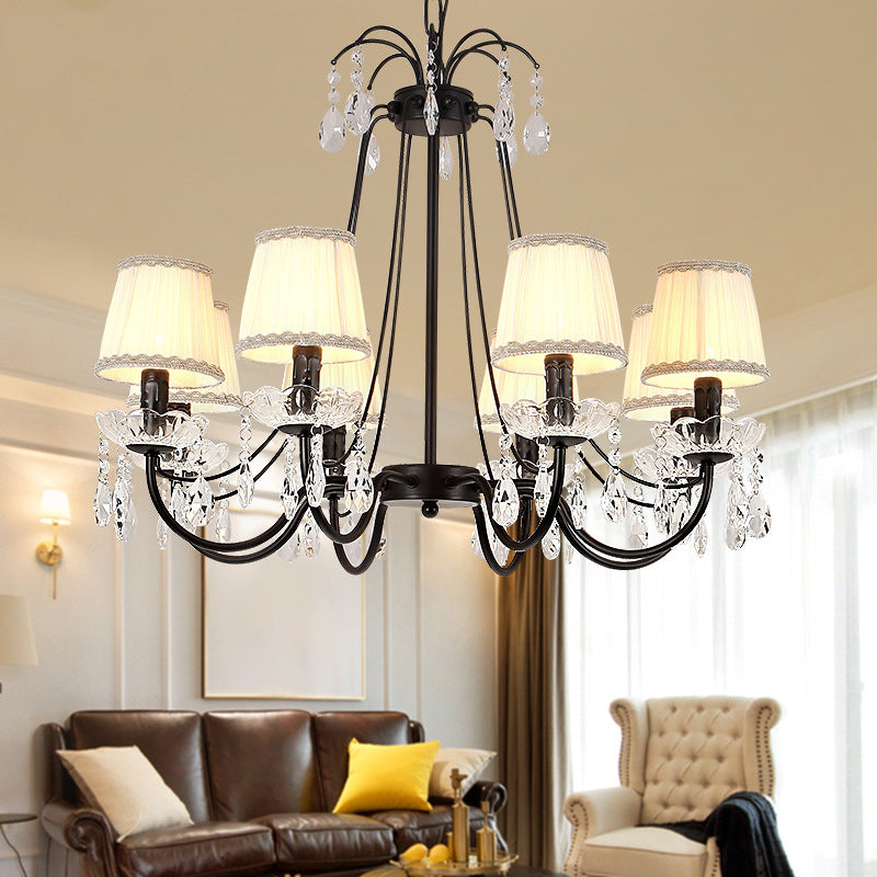 Black Chandelier Lighting Retro Metallic Swooping Arm Pendant Light Fixture - Rebooters