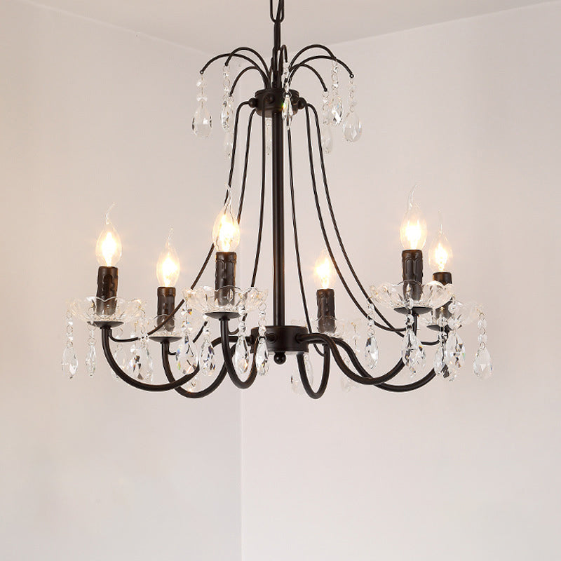 Black Chandelier Lighting Retro Metallic Swooping Arm Pendant Light Fixture - Rebooters