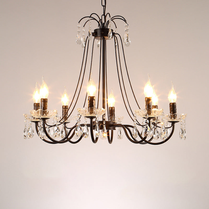 Black Chandelier Lighting Retro Metallic Swooping Arm Pendant Light Fixture - Rebooters