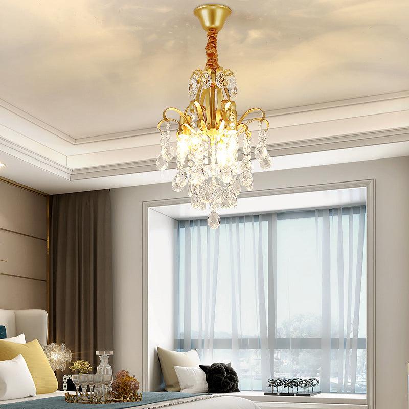 Metal Drop Pendant Branches Traditional Chandelier Lighting Fixture with Crystal Draping - Rebooters