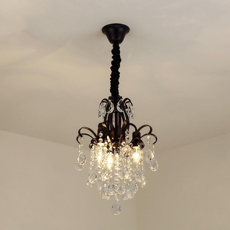 Metal Drop Pendant Branches Traditional Chandelier Lighting Fixture with Crystal Draping - Rebooters