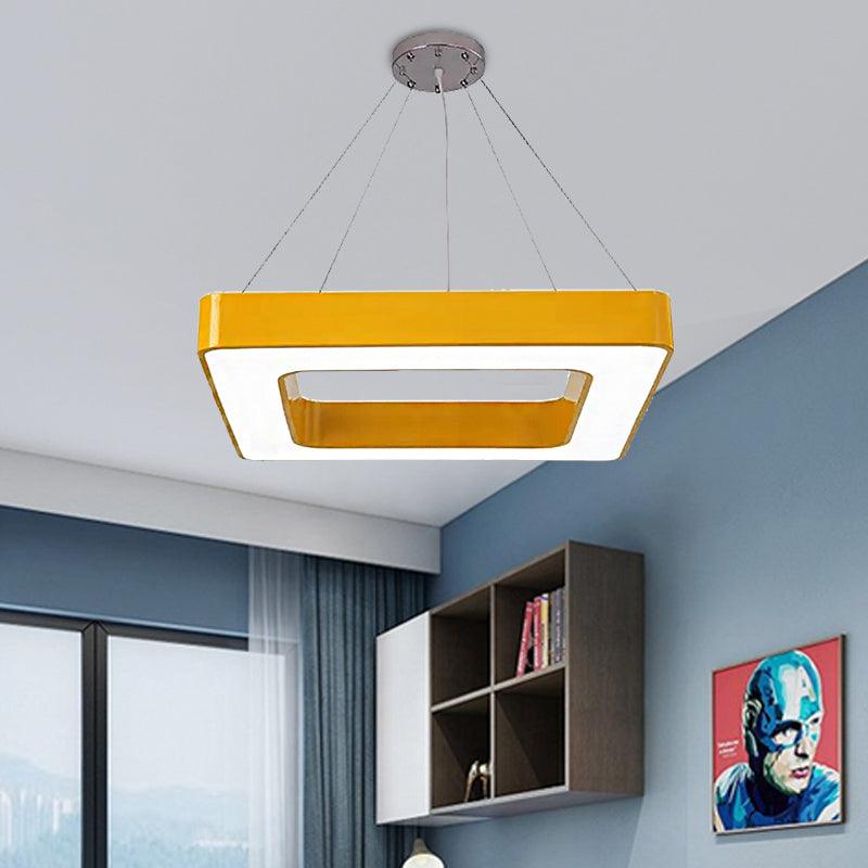 Red Yellow Blue Green Square Pendant Lamp Kids Acrylic LED Chandelier Light Fixture - Rebooters