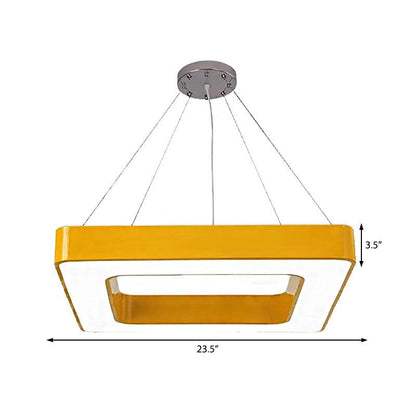 Red Yellow Blue Green Square Pendant Lamp Kids Acrylic LED Chandelier Light Fixture - Rebooters