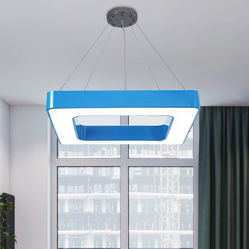 Red Yellow Blue Green Square Pendant Lamp Kids Acrylic LED Chandelier Light Fixture - Rebooters