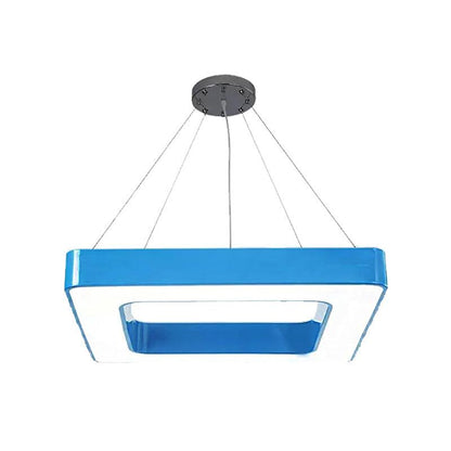 Red Yellow Blue Green Square Pendant Lamp Kids Acrylic LED Chandelier Light Fixture - Rebooters