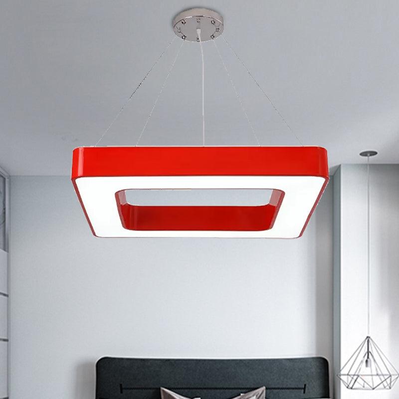Red Yellow Blue Green Square Pendant Lamp Kids Acrylic LED Chandelier Light Fixture - Rebooters