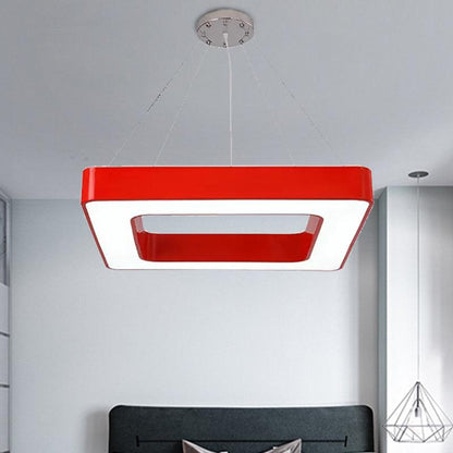 Red Yellow Blue Green Square Pendant Lamp Kids Acrylic LED Chandelier Light Fixture - Rebooters