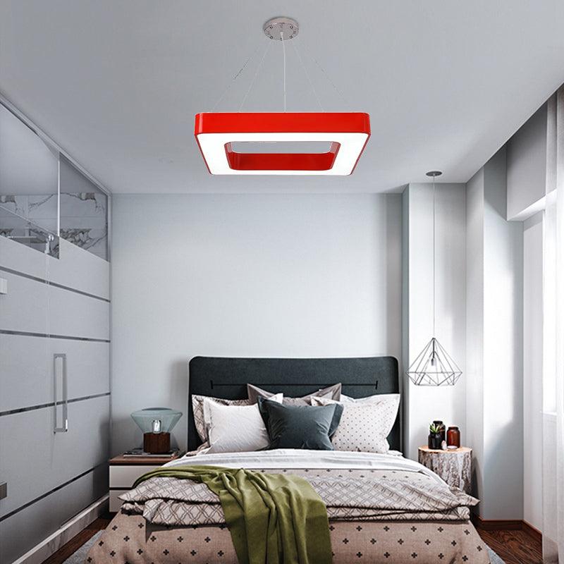 Red Yellow Blue Green Square Pendant Lamp Kids Acrylic LED Chandelier Light Fixture - Rebooters