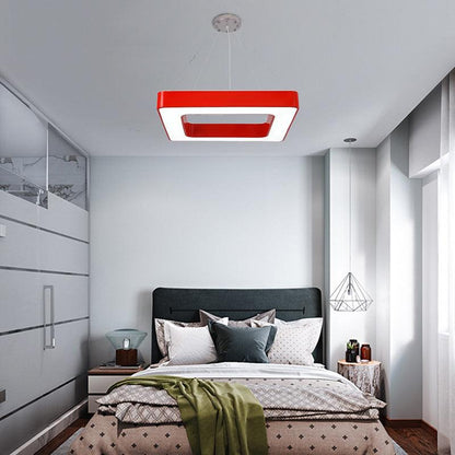 Red Yellow Blue Green Square Pendant Lamp Kids Acrylic LED Chandelier Light Fixture - Rebooters