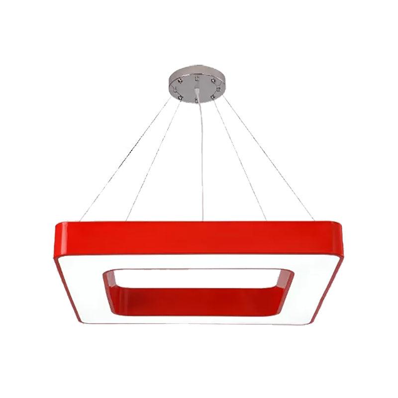 Red Yellow Blue Green Square Pendant Lamp Kids Acrylic LED Chandelier Light Fixture - Rebooters