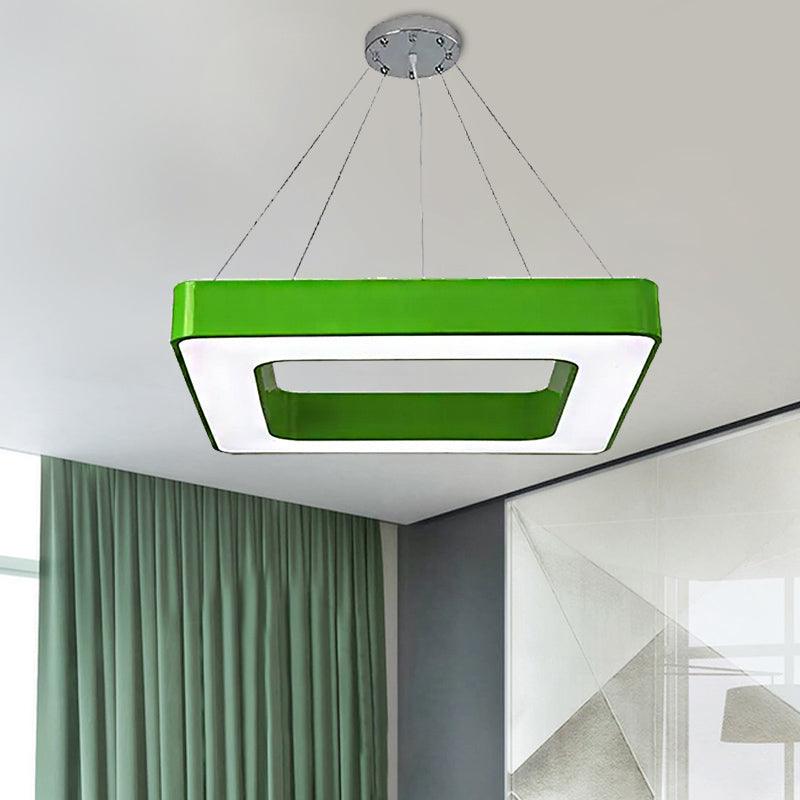 Red Yellow Blue Green Square Pendant Lamp Kids Acrylic LED Chandelier Light Fixture - Rebooters