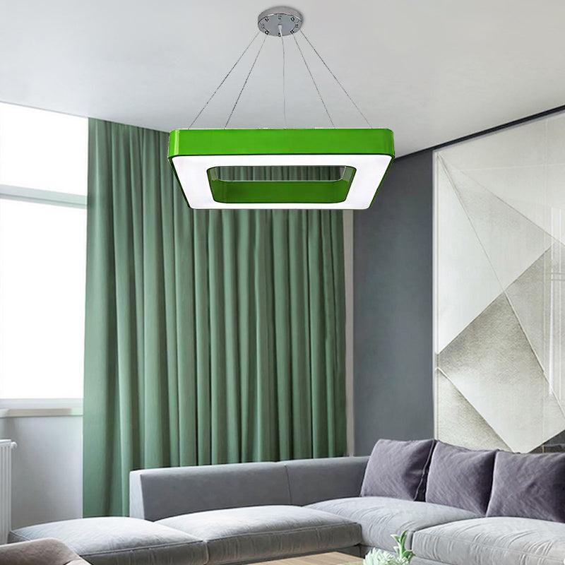 Red Yellow Blue Green Square Pendant Lamp Kids Acrylic LED Chandelier Light Fixture - Rebooters