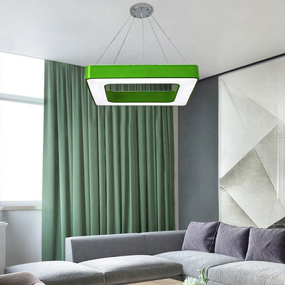 Red Yellow Blue Green Square Pendant Lamp Kids Acrylic LED Chandelier Light Fixture - Rebooters
