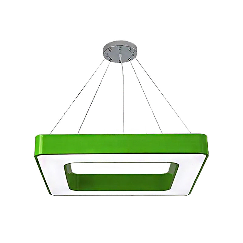 Red Yellow Blue Green Square Pendant Lamp Kids Acrylic LED Chandelier Light Fixture - Rebooters